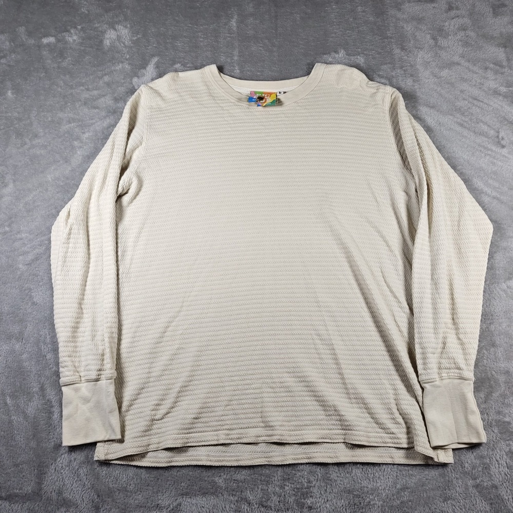 Big Bud Press Thermal Shirt Womens Large Cream Long Sleeve Cotton Made in USA